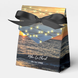 String Light Sunset Beach Wedding Favour Box
