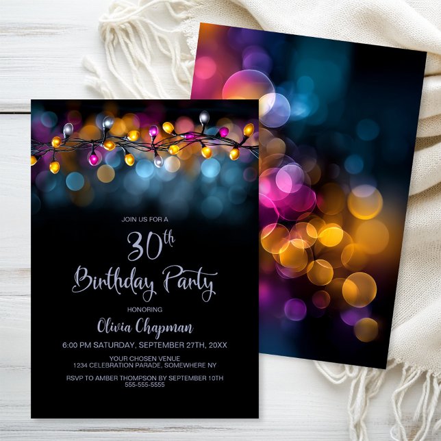 String Lights 30th Birthday Party Invitation (Creator Uploaded)