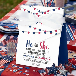 String Lights 4th Of July Gender Reveal Party Favor Box