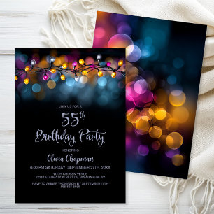 String Lights 55th Birthday Party Invitation