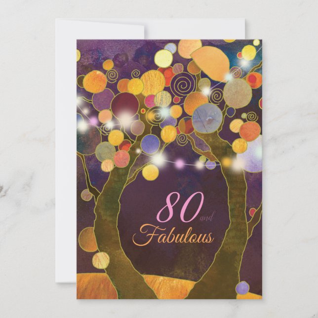 String Lights 80th Birthday Party Invitation (Front)