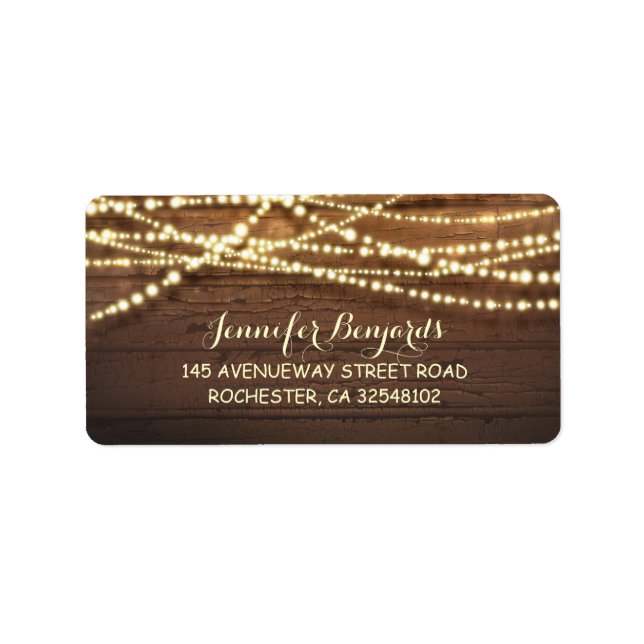 String Lights and Barn Wood Rustic Label (Front)
