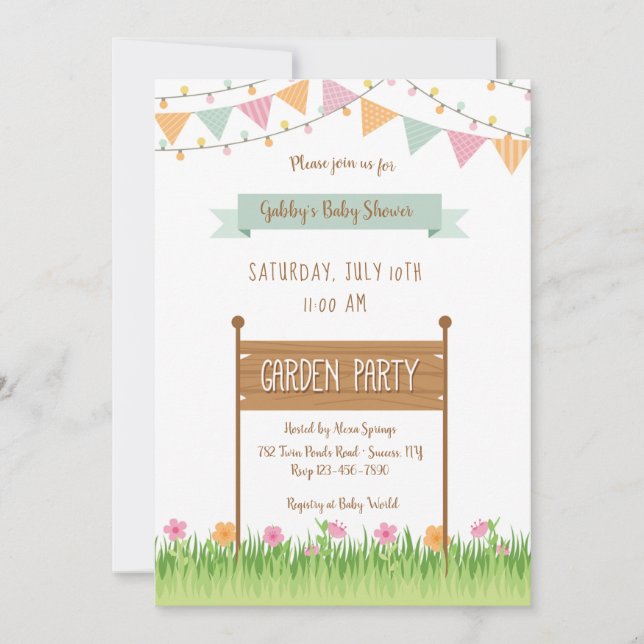 String Lights and Party Flags Baby Shower Invitation (Front)