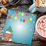 String Lights and Red Mug Cozy Winter Christmas Notepad<br><div class="desc">Unveil the magic of the holiday season with this enchanting Christmas-themed notepad! Adorned with a vibrant string of colourful Christmas lights at the top, it instantly brings a festive cheer to your notes and reminders. The notepad is set against a snowy blue background, reminiscent of a winter night. In the...</div>