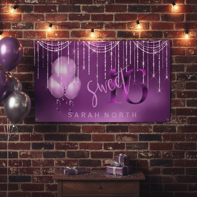 String Lights & Balloons Sweet 16 Orchid ID473 Banner (Creator Uploaded)