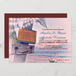 String Lights Beach Destination Mariage Invitation
