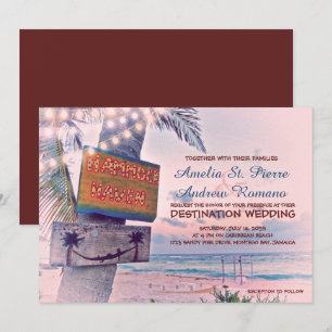 String Lights Beach Destination Wedding Invitation