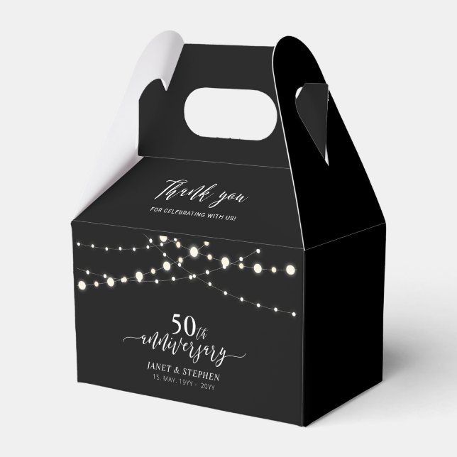 String Lights Black 50th Wedding Anniversary Party Favor Box (Front Side)