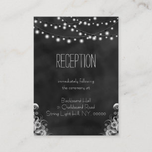 String Lights Black Chalkboard Reception Enclosure Card