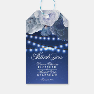 String lights Blue Wedding Thank you Gift Tags