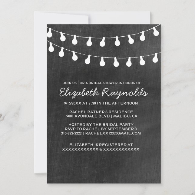 String Lights Bridal Shower Invitations (Front)