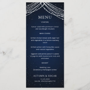 String Lights Celestial Wedding Menu