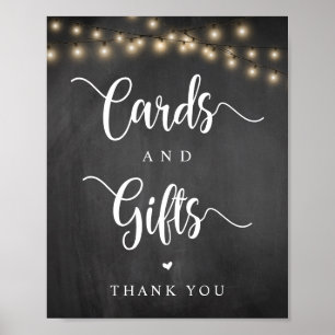 String Lights, Chalkboar, Wedding Cards and Gifts Poster