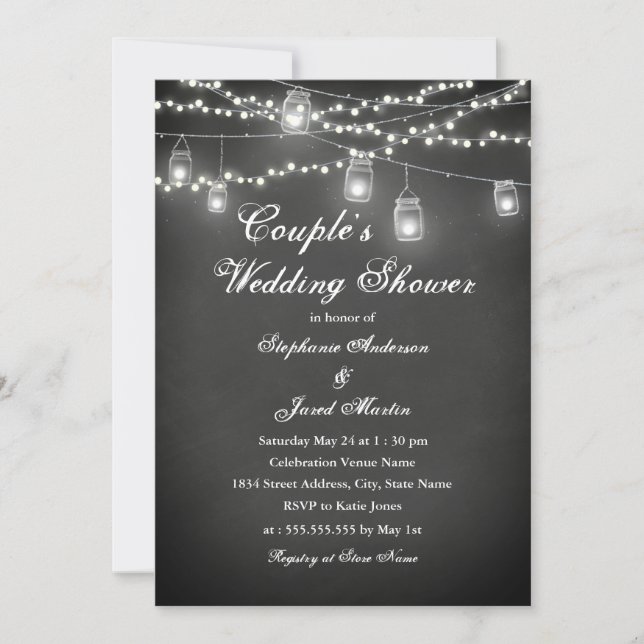 String Lights Chalkboard Couples Wedding Shower Invitation (Front)
