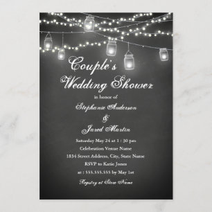 String Lights Chalkboard Couples Wedding Shower Invitation