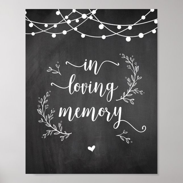 String Lights Chalkboard In loving memory memorial Poster (Front)