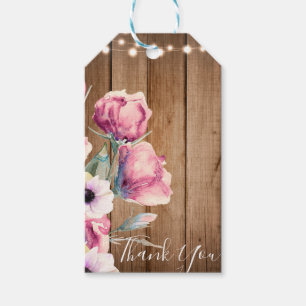 String Lights & Country Flowers Rustic Barn Wood Gift Tags