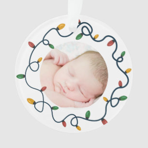 String Lights Custom Baby's First Christmas Photo