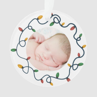 String Lights Custom Baby's First Christmas Photo
