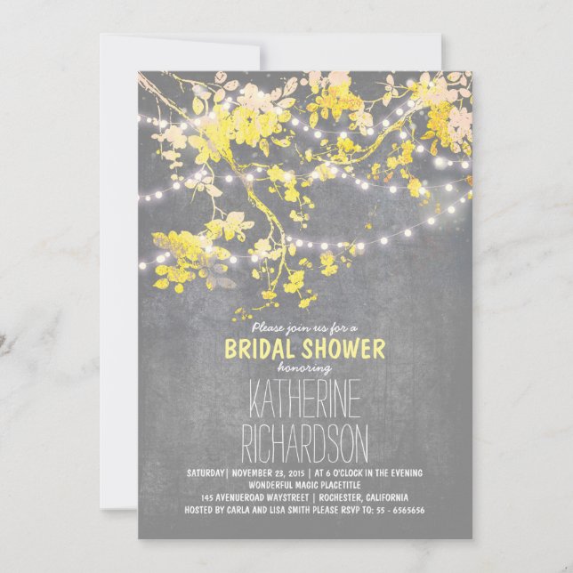 String lights cute and fancy bridal shower invitation (Front)
