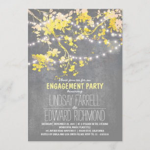 String lights cute and fancy engagement party invitation