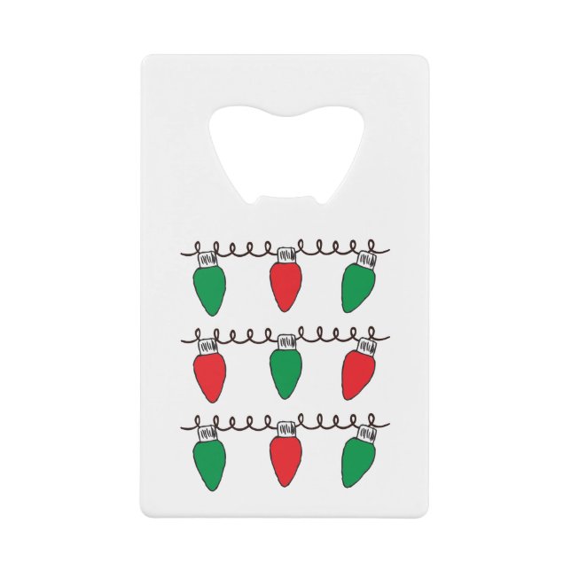 String Lights Drawing Christmas Light Bulb Drawing Credit Card Bottle Opener (Front)