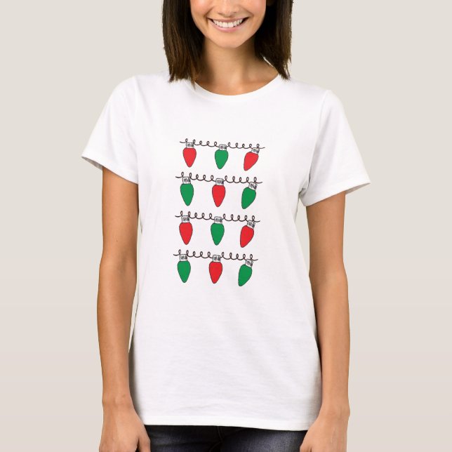 String Lights Drawing Christmas Light Bulb Drawing T-Shirt (Front)