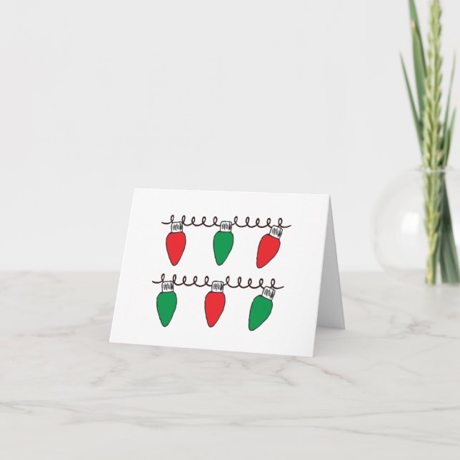 String Lights Drawing Christmas Light Bulb Drawing Thank You Card (Front)