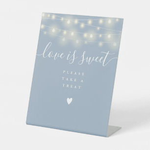 String Lights Dusty Blue Love Is Sweet Favour Pedestal Sign