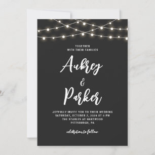 String Lights EDITABLE COLOR Wedding Invitation