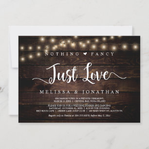 String Lights, Elopement, Nothing Fancy Just Love Invitation
