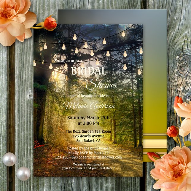 String Lights Enchanted Forest Bridal Shower Invitation (Creator Uploaded)