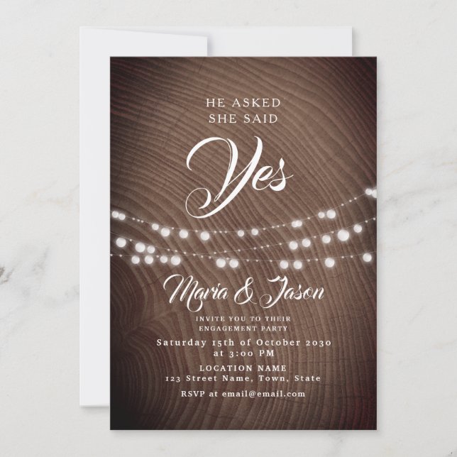 String Lights Engagement Party Invitation (Front)