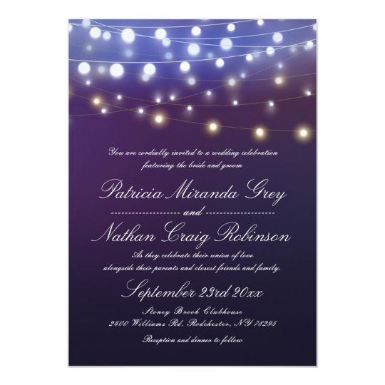 String Lights Evening Wedding Card