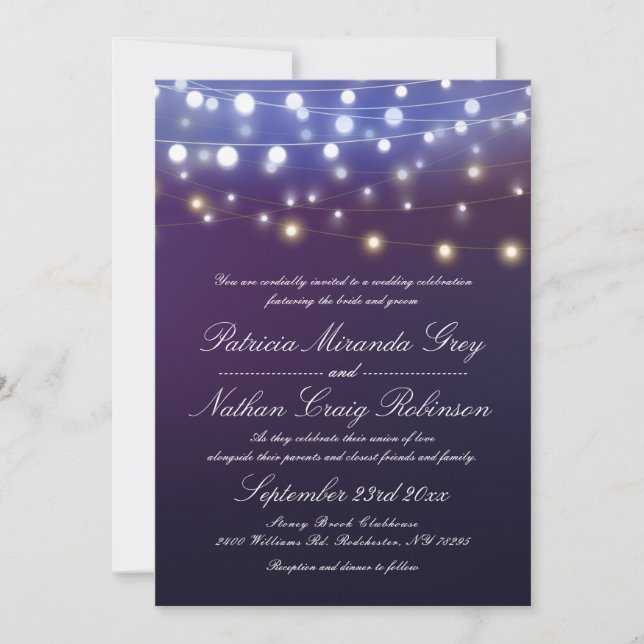 String Lights Evening Wedding Invitation (Front)