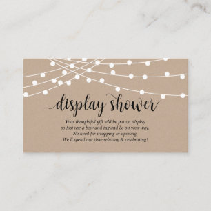 String lights, Farm Kraft themed, Display Shower Enclosure Card