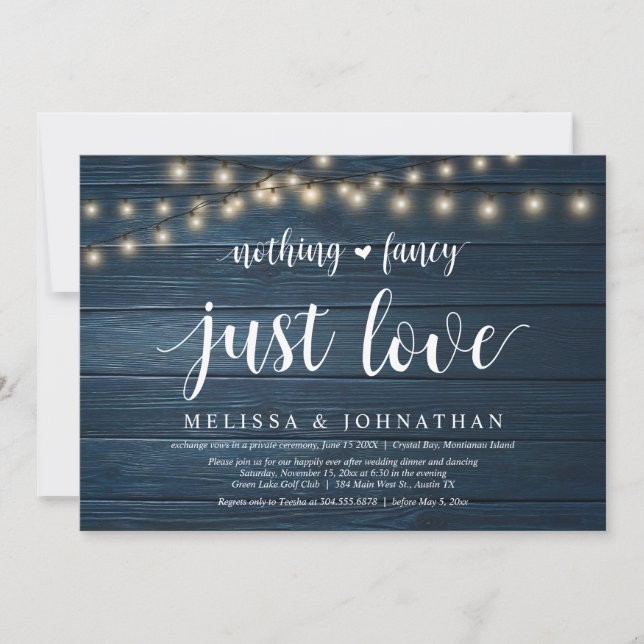 String Lights Farm, Wedding Elopement Dinner Party Invitation (Front)