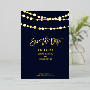 String Lights Foil Save the Date Foil Invitation