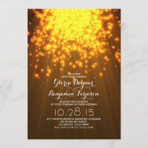 String lights glitz romantic wedding invitations