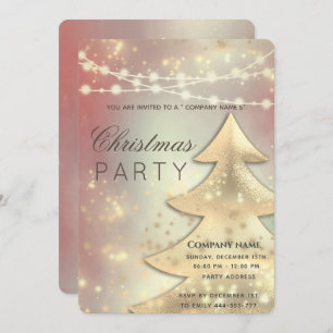 String lights gold corporate Christmas party blush Invitation