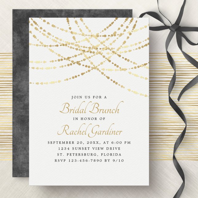 String Lights Gold Elegant Bridal Brunch Invitation (Creator Uploaded)