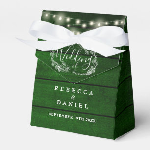 String Lights Green Wood Floral Rustic Wedding Favor Box