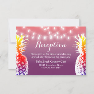 String Lights Hawaiian Pineapple Wedding Reception Invitation