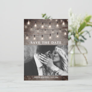 String Lights Industrial Brick Vintage Wedding Save The Date