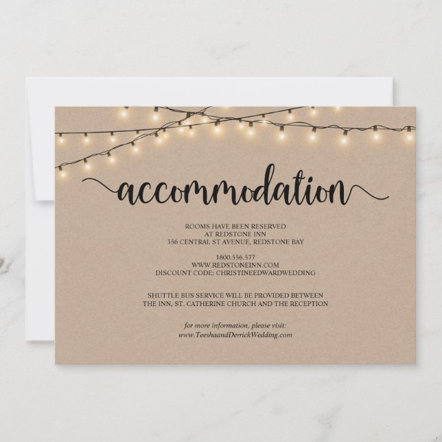 String Lights Kraft, Accommodation Enclosed Card (Front)
