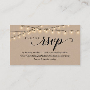 String Lights Kraft, RSVP respond Enclosure Card