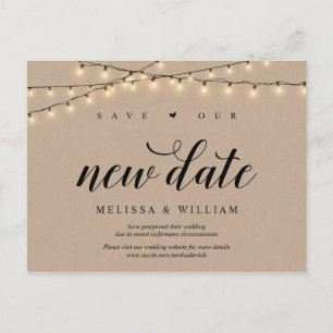 String Lights, Kraft, Save our new date, Postponed Postcard