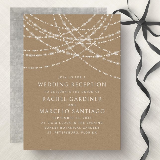 String Lights Kraft Wedding Reception Invitation (Creator Uploaded)
