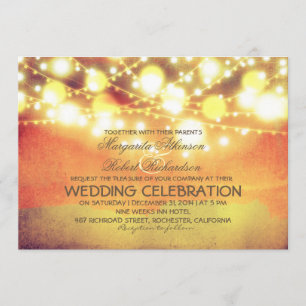 string lights lanterns glowing wedding invite