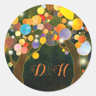 String Lights Love Trees Favour Classic Round Sticker